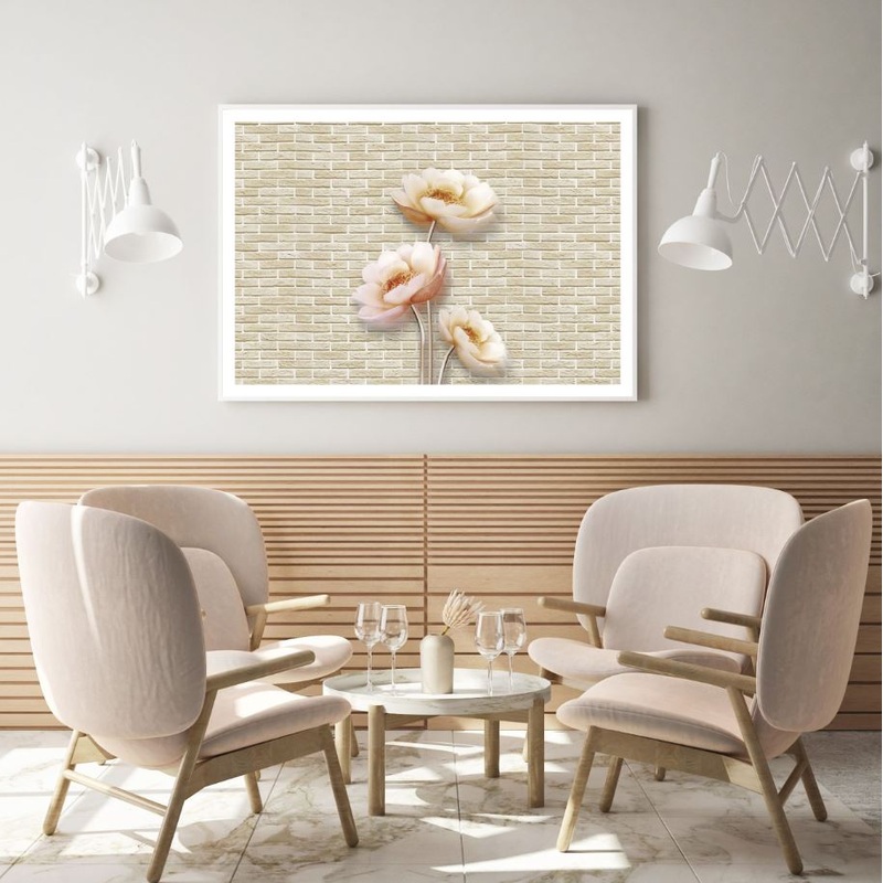 Pink & White Flowers 3D Design Home Decor Premium Quality Poster Print Choose Your Sizes