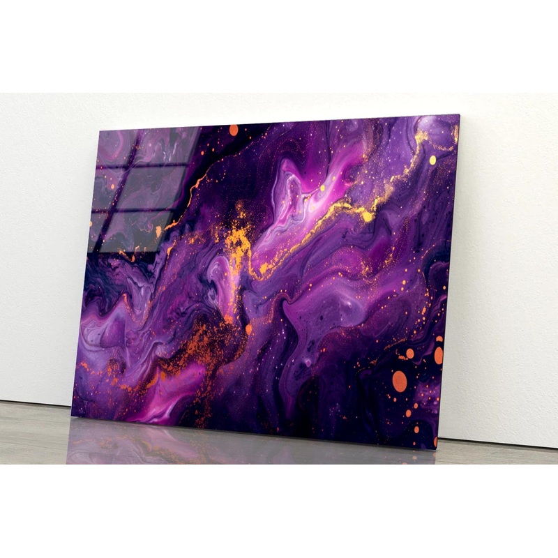 Purple Gold & Black Abstract  Acrylic Glass Print Tempered Glass Wall Art 100% Made in Australia Ready to Hang