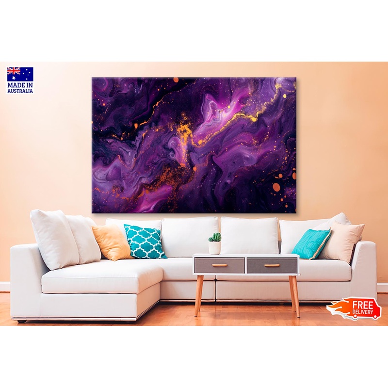 Purple Gold & Black Abstract Wall Art Decor 100% Australian Made