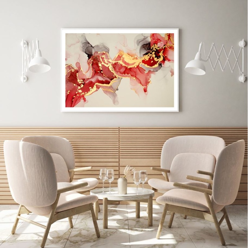 Red, Black & Gold Abstract Design Home Decor Premium Quality Poster Print Choose Your Sizes