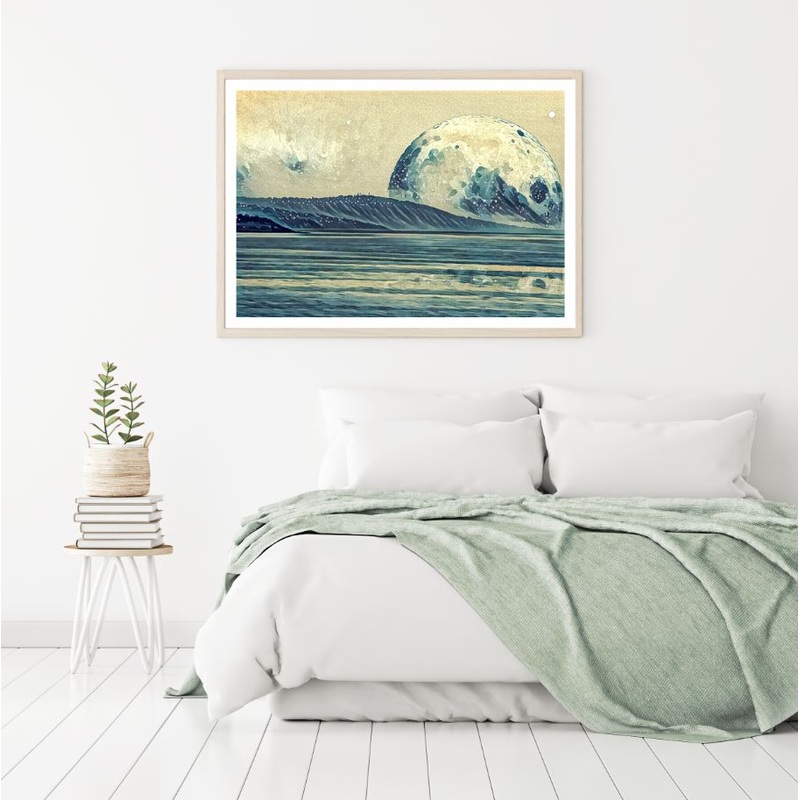 Sea & Moon DIgital Art Home Decor Premium Quality Poster Print Choose Your Sizes