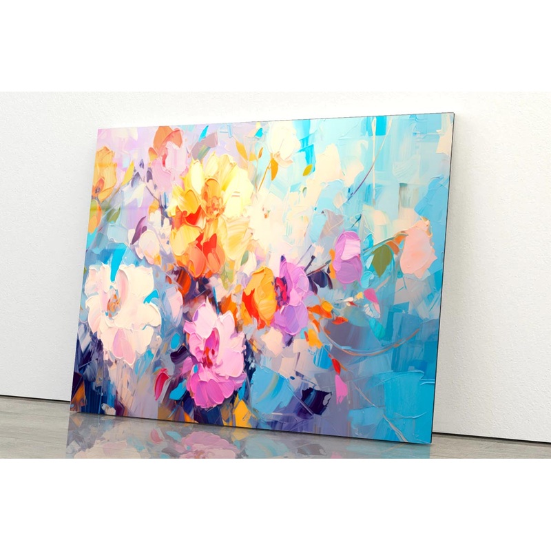 Spring Flower Abstract Colorful Oil  Acrylic Glass Print Tempered Glass Wall Art 100% Made in Australia Ready to Hang