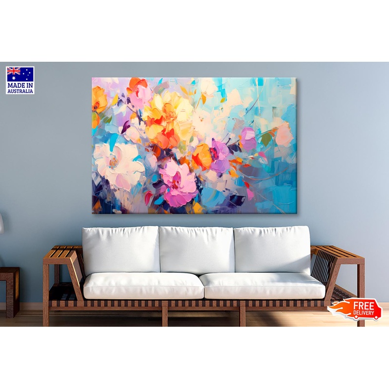 Spring Flower Abstract Colorful Oil  Wall Art Decor 100% Australian Made