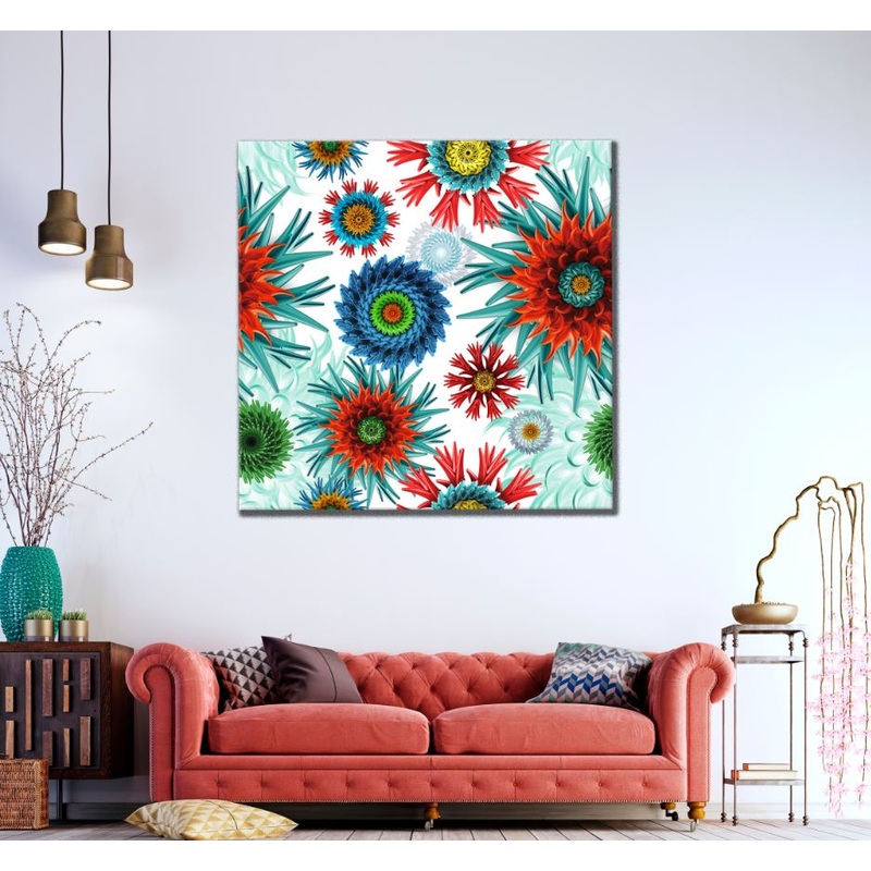 Square Canvas Colorful Flowers Closeup High Quality Print 100% Australian Made
