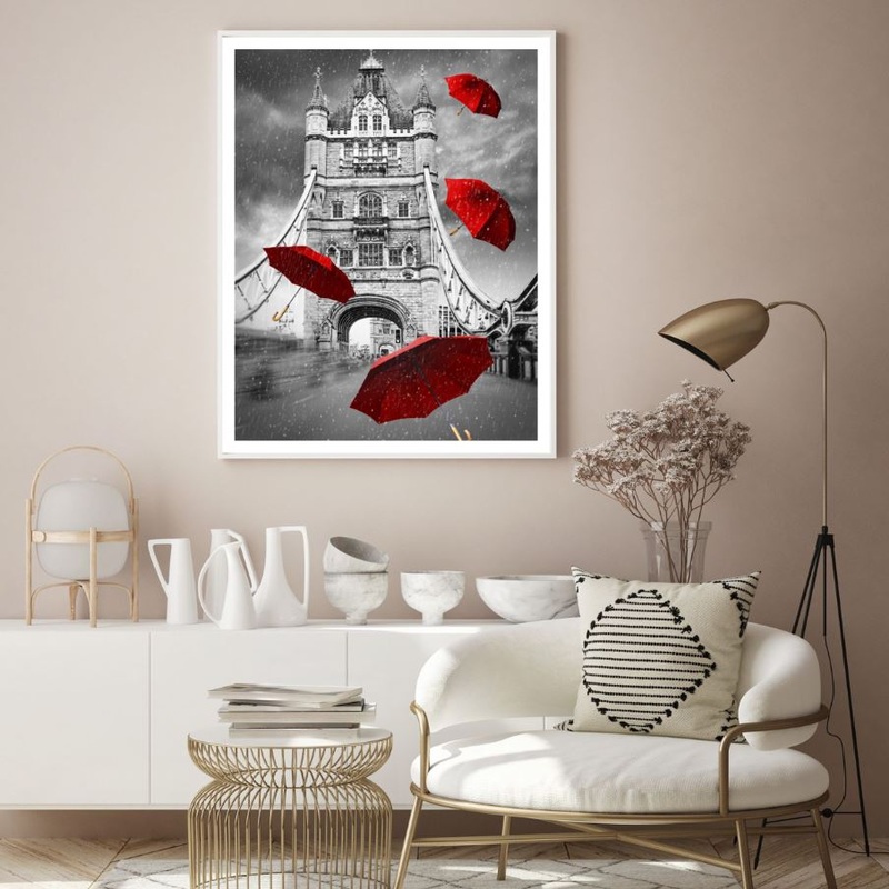 Umbrellas on Bridge Photograph Home Decor Premium Quality Poster Print Choose Your Sizes