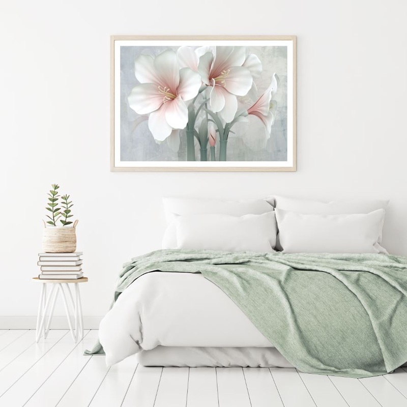 White 3D Flowers Design Home Decor Premium Quality Poster Print Choose Your Sizes