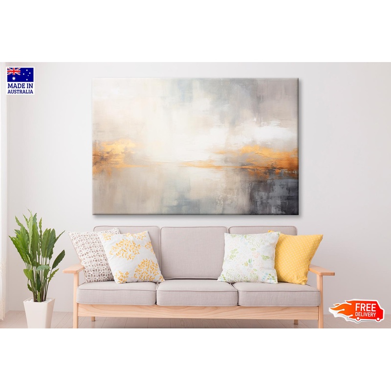 White Gold & Black Abstract Paint Wall Art Decor 100% Australian Made