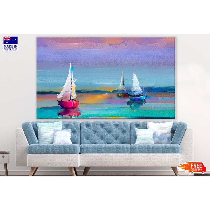 Abstract Boats on Beach Painting Print 100% Australian Made