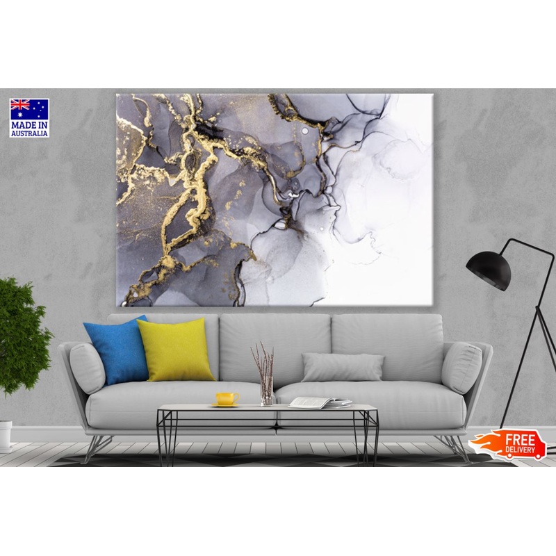 B&W and Gold Abstract Design Print 100% Australian Made