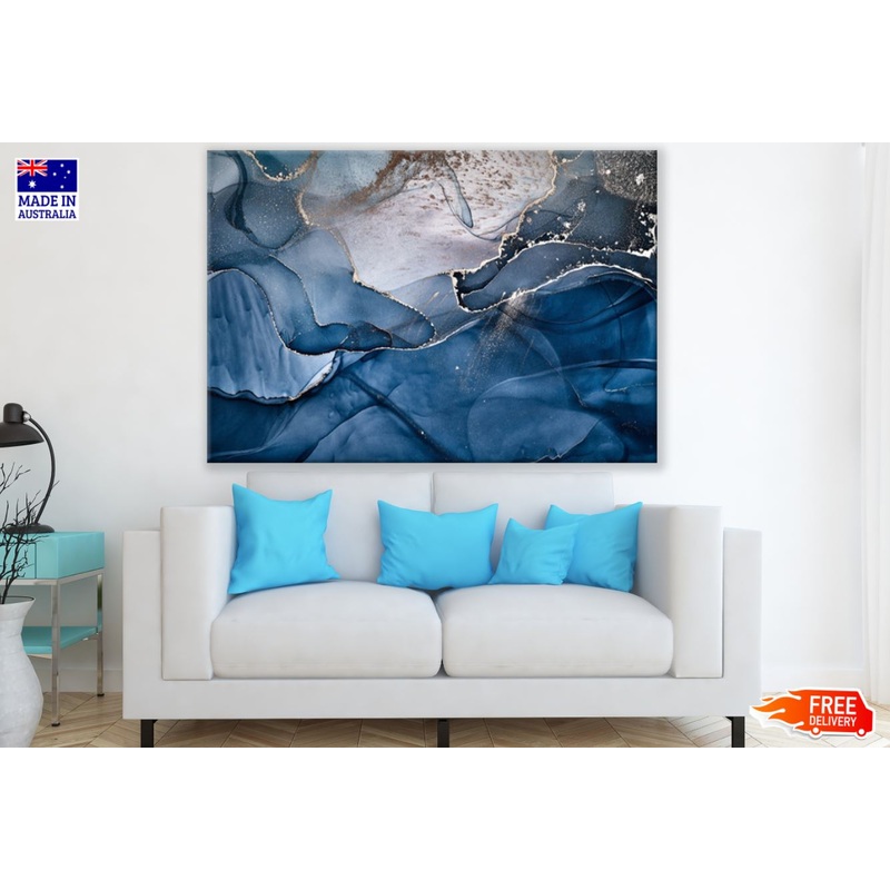 Blue & Gold Abstract Art Design Print 100% Australian Made