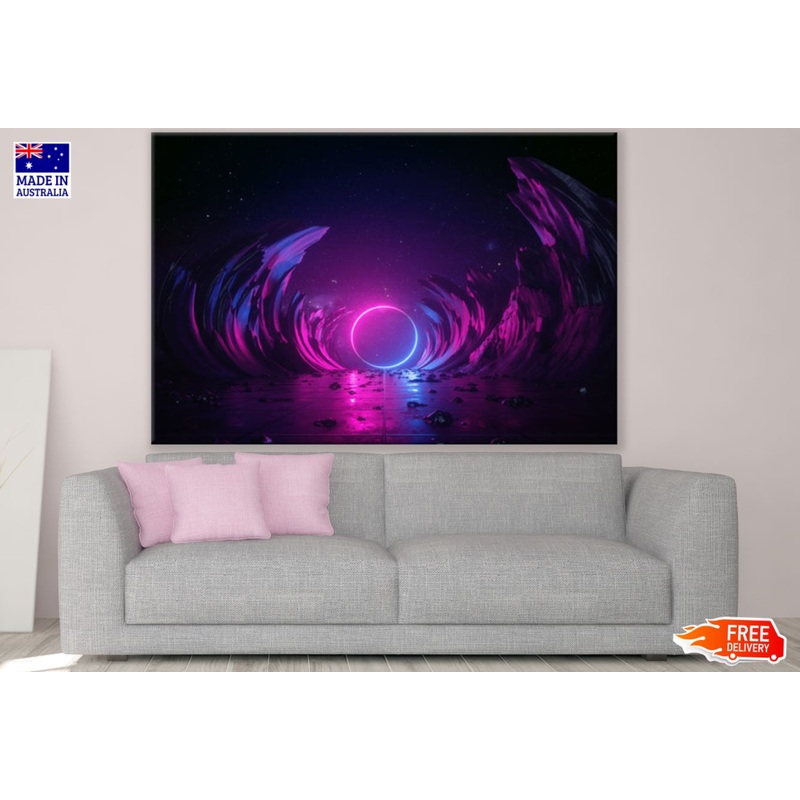 Blue & Pink Neon Circle Design Print 100% Australian Made