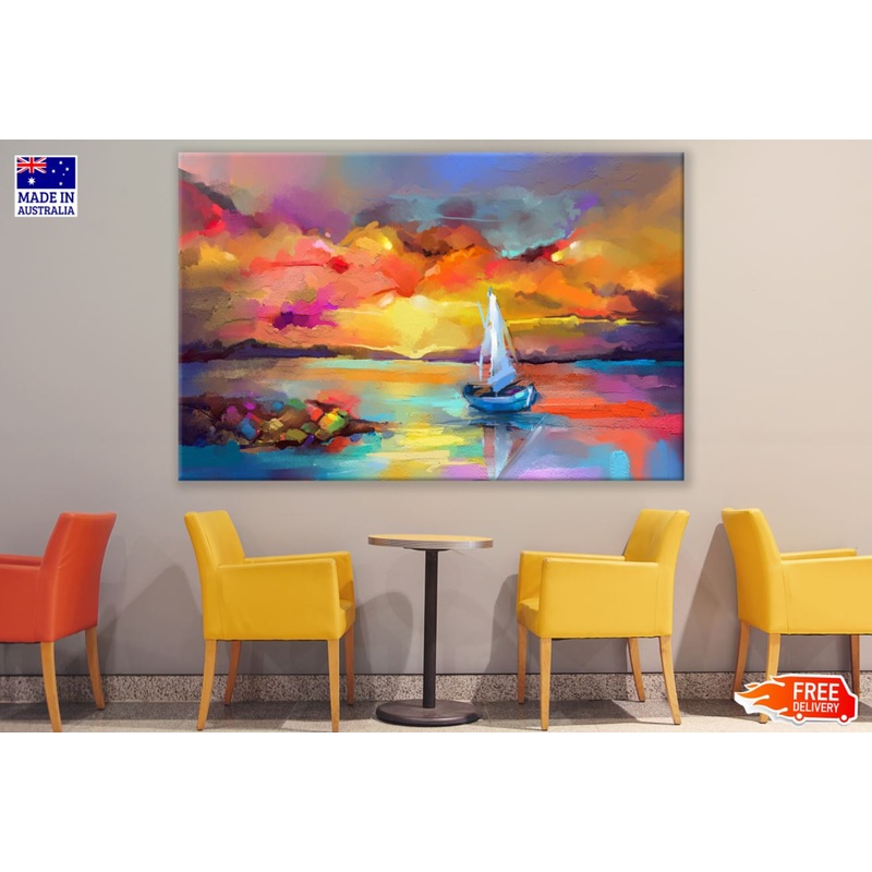 Boat on Sea Abstract Watercolor Print 100% Australian Made