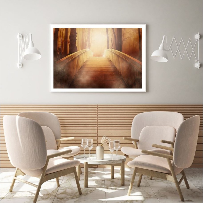 Bridge in Forest Digital Art Home Decor Premium Quality Poster Print Choose Your Sizes