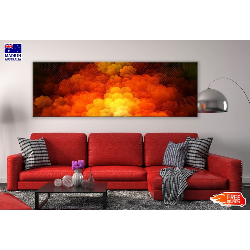 Panoramic Canvas Clouds Vector Art High Quality 100% Australian Made Wall Canvas Print Ready to Hang