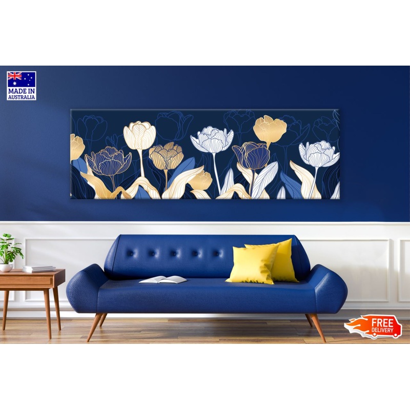 Panoramic Canvas Floral Abstract Art High Quality 100% Australian Made Wall Canvas Print Ready to Hang