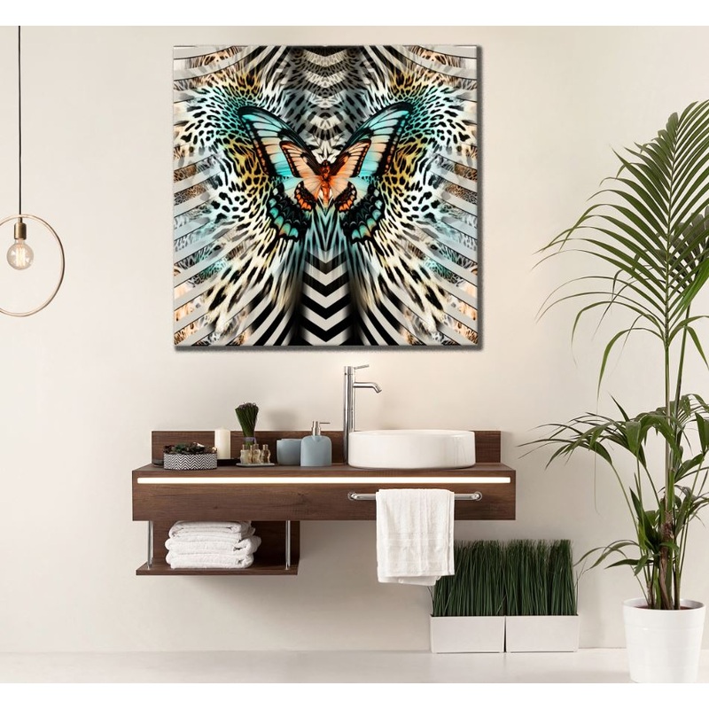 Square Canvas Butterfly & Pattern Design High Quality Print 100% Australian Made
