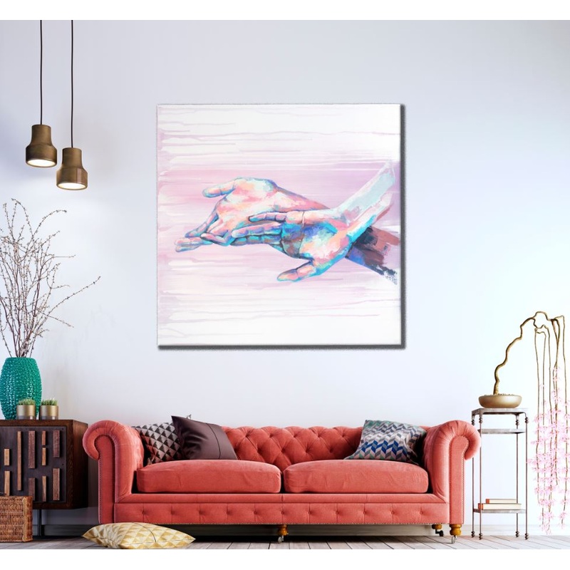 Square Canvas Colorful Abstract Hands Art High Quality Print 100% Australian Made