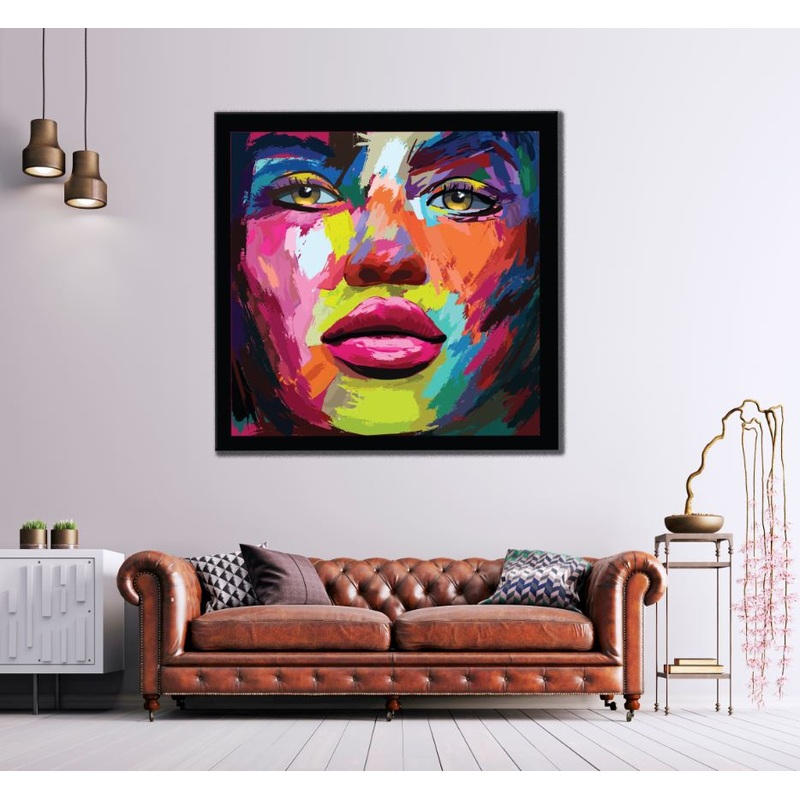 Square Canvas Female Face Abstract Painting High Quality Print 100% Australian Made