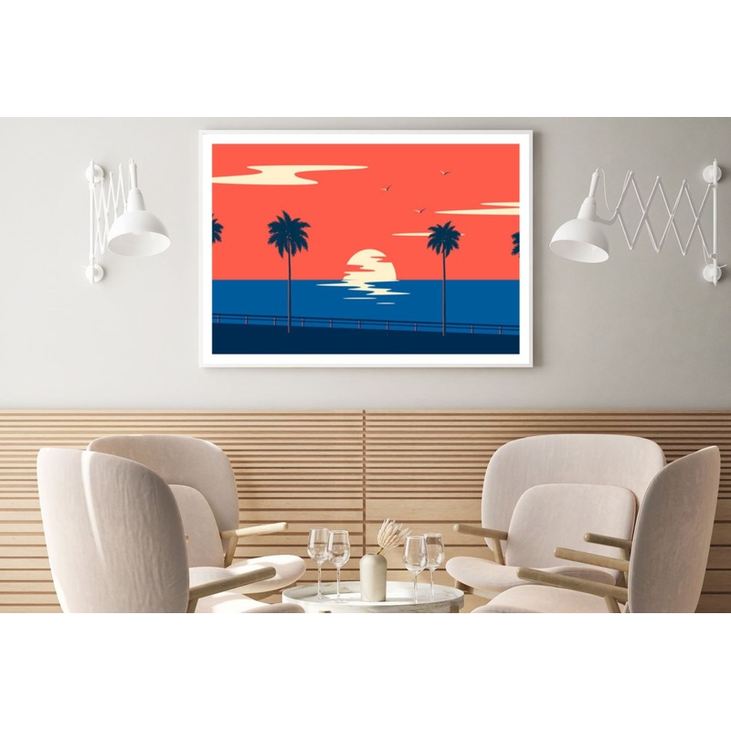 Vector Sunset Sea Art Home Decor Premium Quality Poster Print Choose Your Sizes