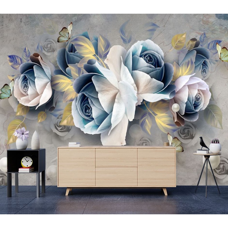 Wallpaper Murals Peel and Stick Removable 3D Floral Design High Quality