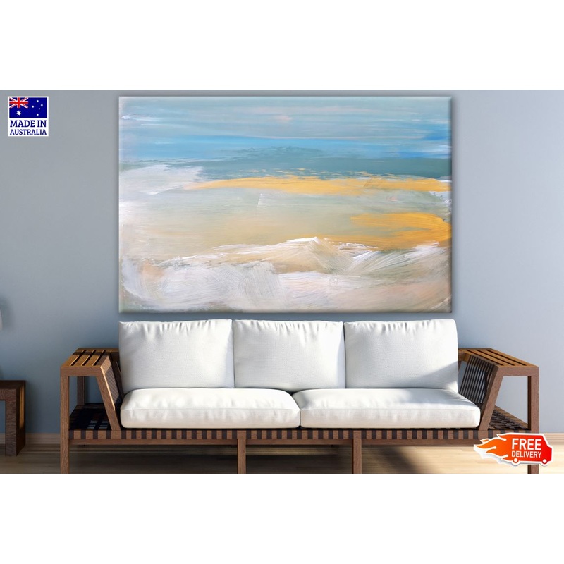 White Blue & Yellow Abstract Design Print 100% Australian Made