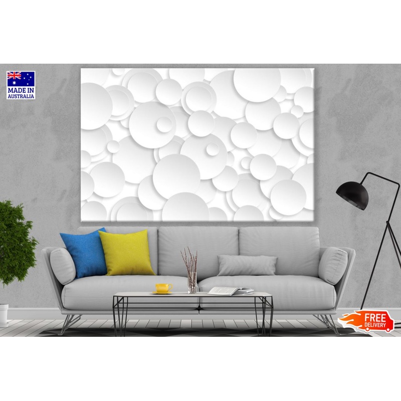 White Circle 3D Abstract Design Print 100% Australian Made
