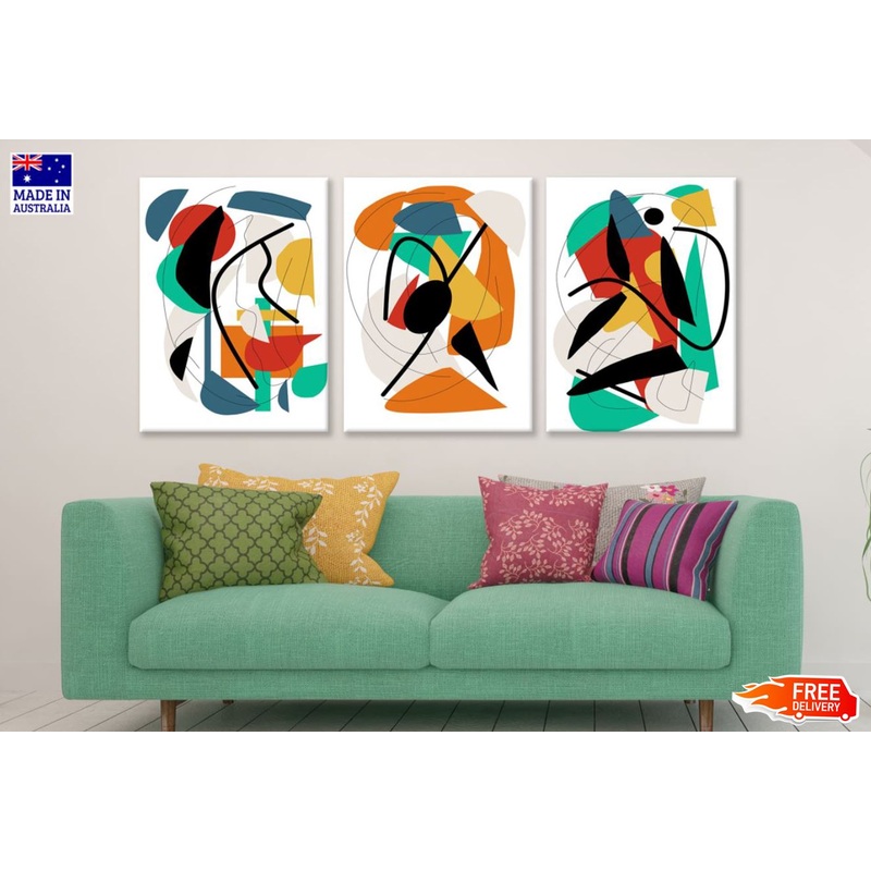 3 Set of Minimalist Colorful Art High Quality Print 100% Australian Made Wall Canvas Ready to Hang