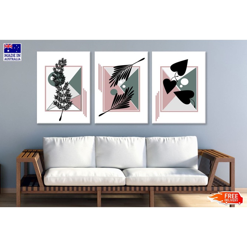 3 Set of Minimalist Leaves Art High Quality Print 100% Australian Made Wall Canvas Ready to Hang