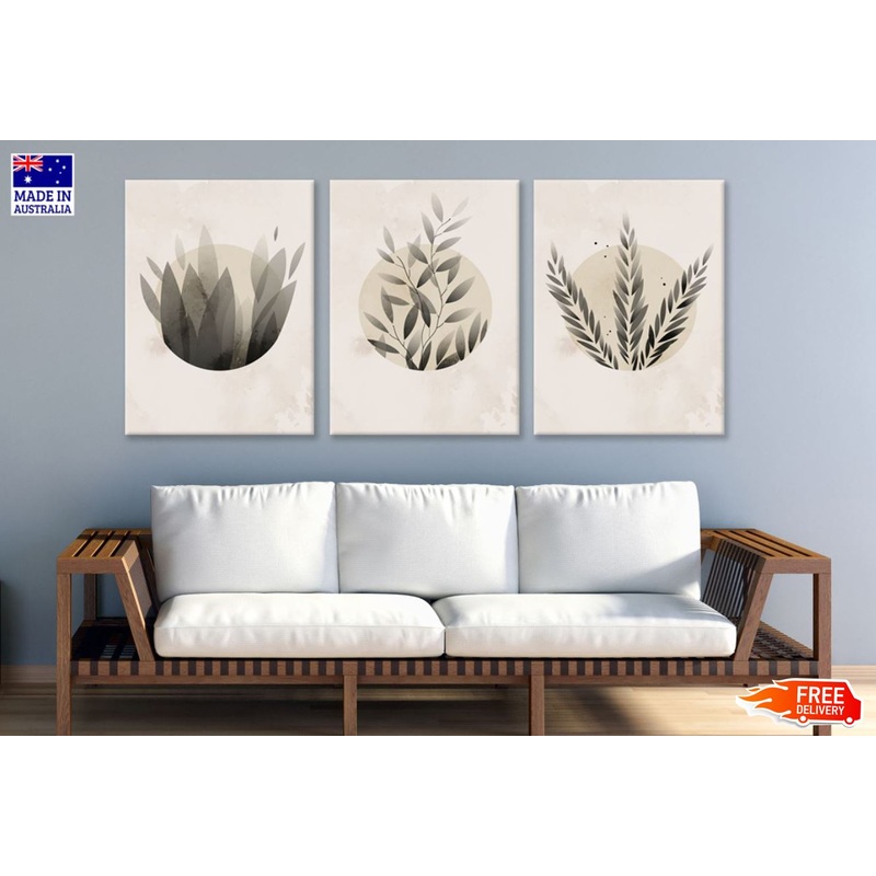 3 Set of Plants Vector Arts High Quality Print 100% Australian Made Wall Canvas Ready to Hang