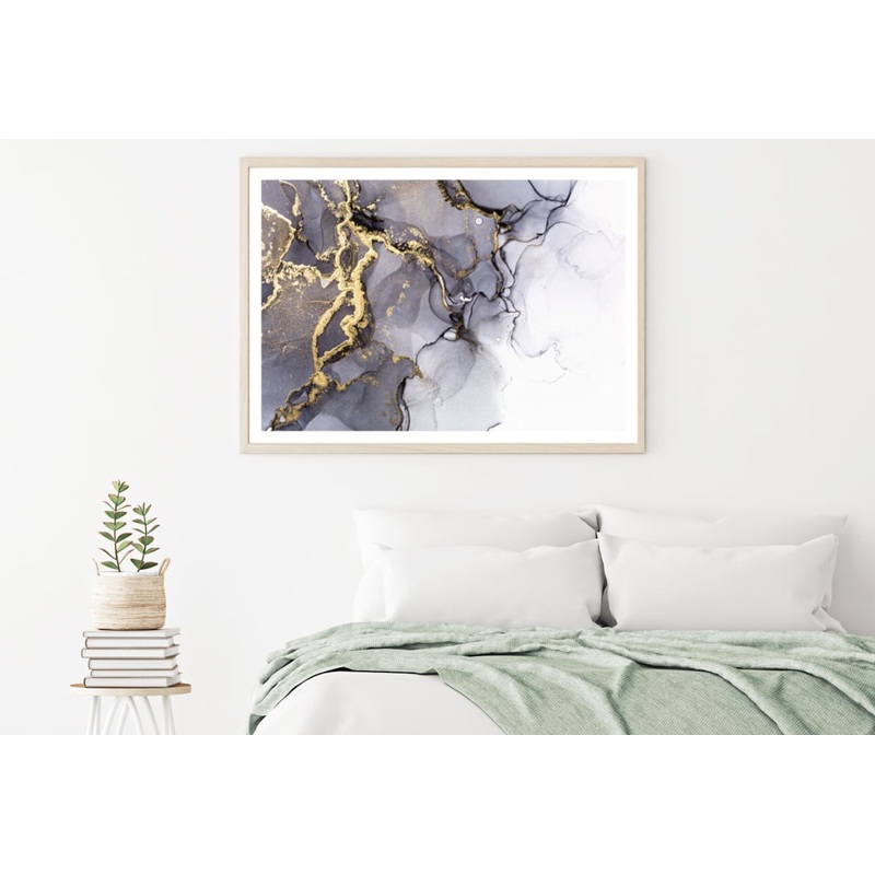 B&W and Gold Abstract Design Home Decor Premium Quality Poster Print Choose Your Sizes