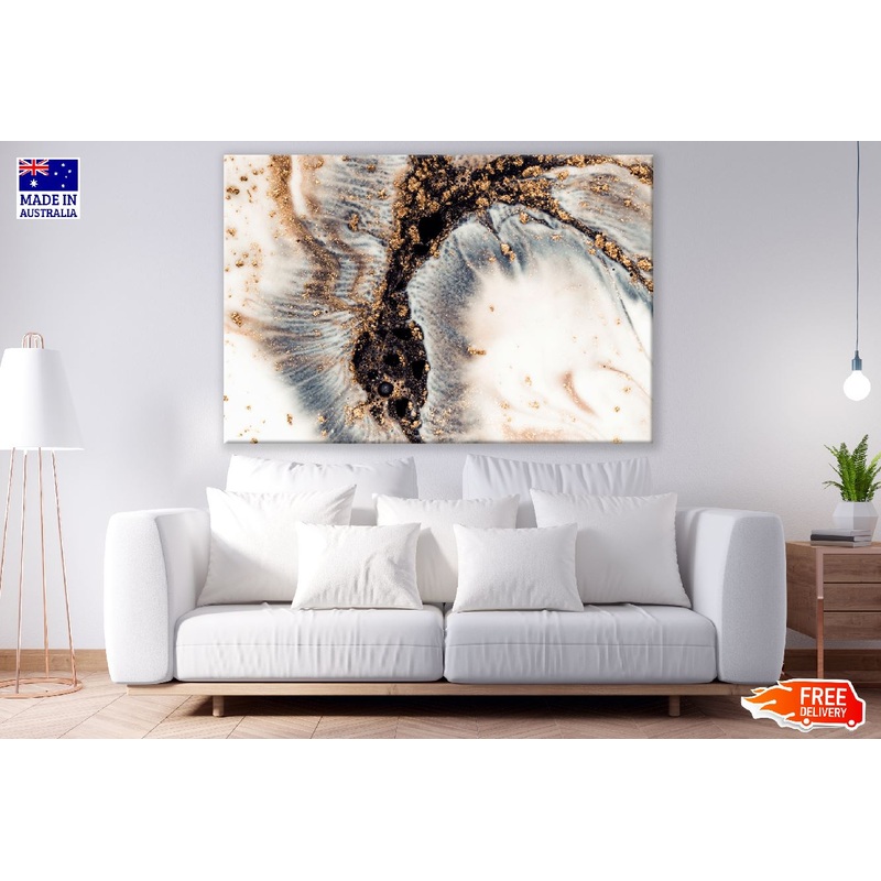 Black Gold & White Abstract Design Print 100% Australian Made