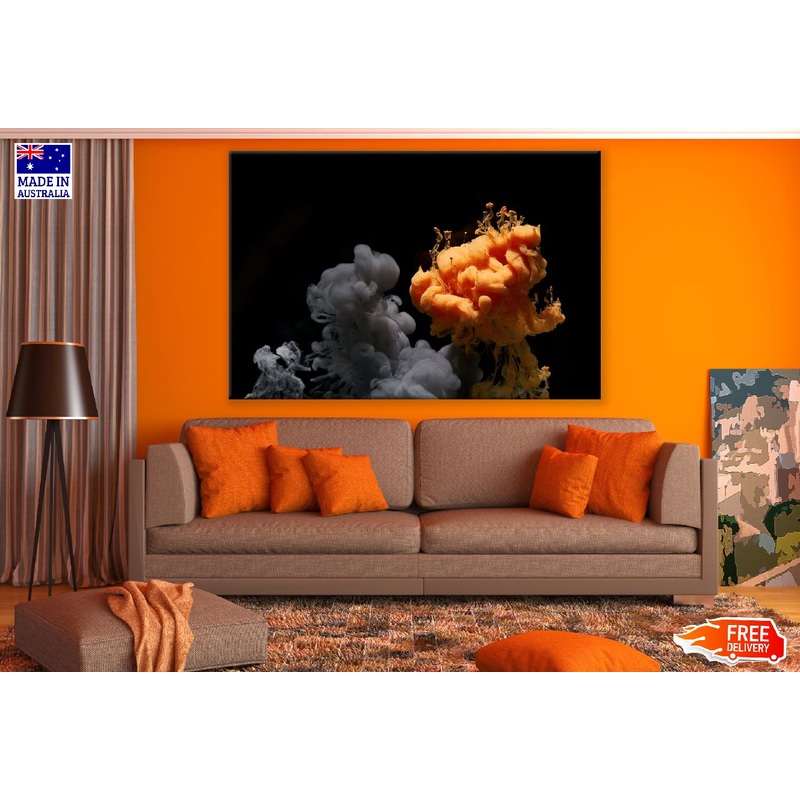 Black & Orange Smoke Abstract Design Print 100% Australian Made