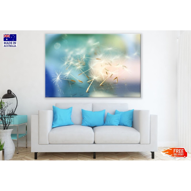Blossoming White Dandelion Abstarct Design Print 100% Australian Made