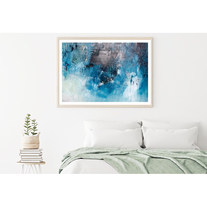 Blue Black & White Abstract Paint Home Decor Premium Quality Poster Print Choose Your Sizes