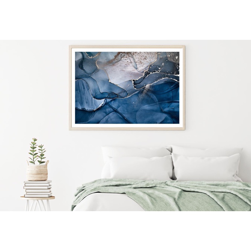 Blue & Gold Abstract Art Design Home Decor Premium Quality Poster Print Choose Your Sizes