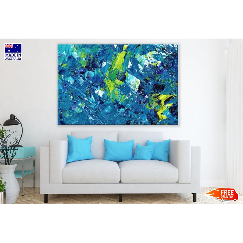 Blue & Green Paint Abstract Design Print 100% Australian Made