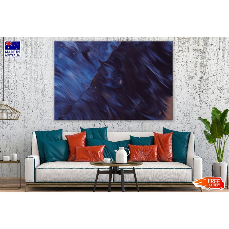 Blue & Navy Blue Abstract Design Print 100% Australian Made