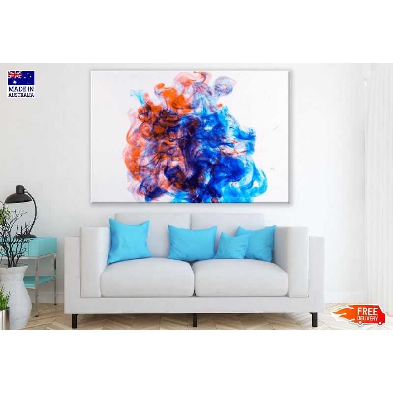 Blue & Orange Smoke Abstract Design Print 100% Australian Made