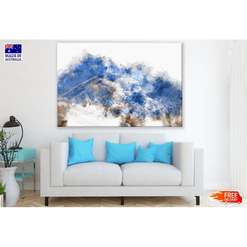 Blue White & Brown Lines Abstract Design Print 100% Australian Made