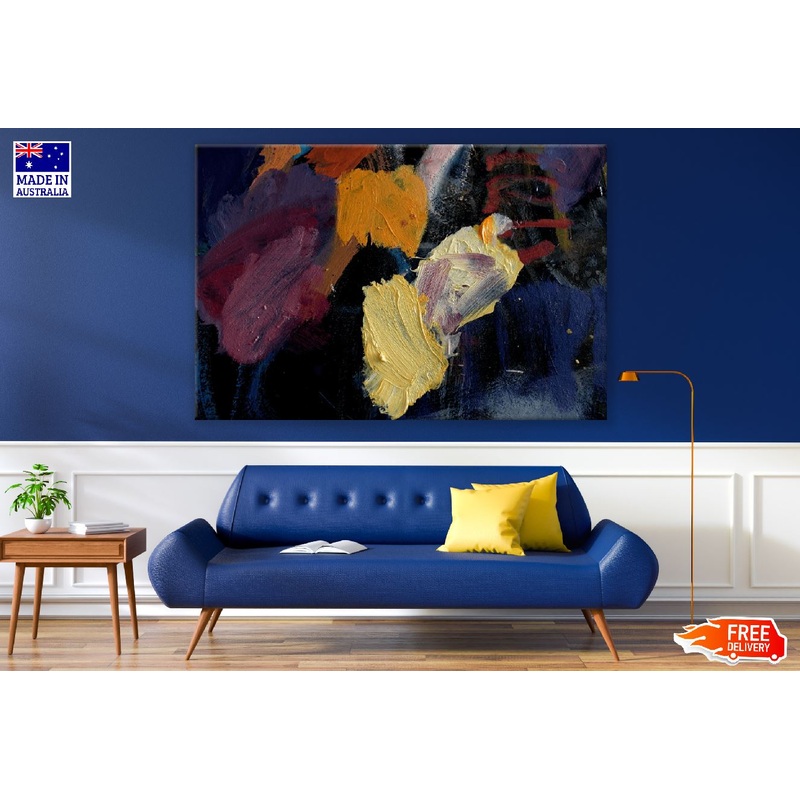 Blue Yellow & Orange Paint Abstract Design Print 100% Australian Made