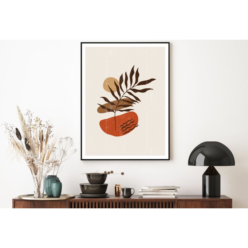 Brown Leaf & Marble Shapes Vector Home Decor Premium Quality Poster Print Choose Your Sizes