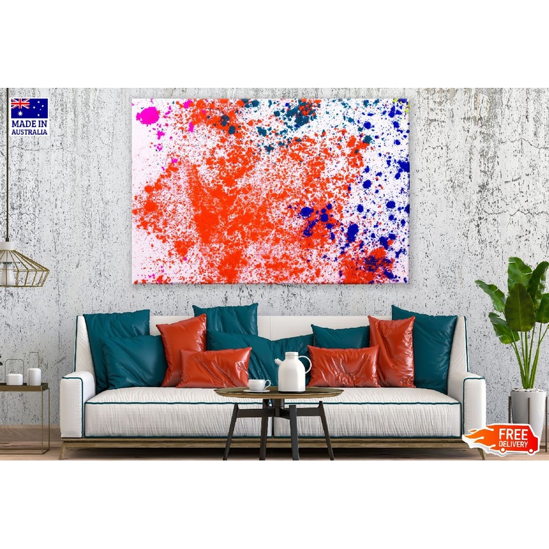 Orange & Blue Spots Abstract Design Print 100% Australian Made