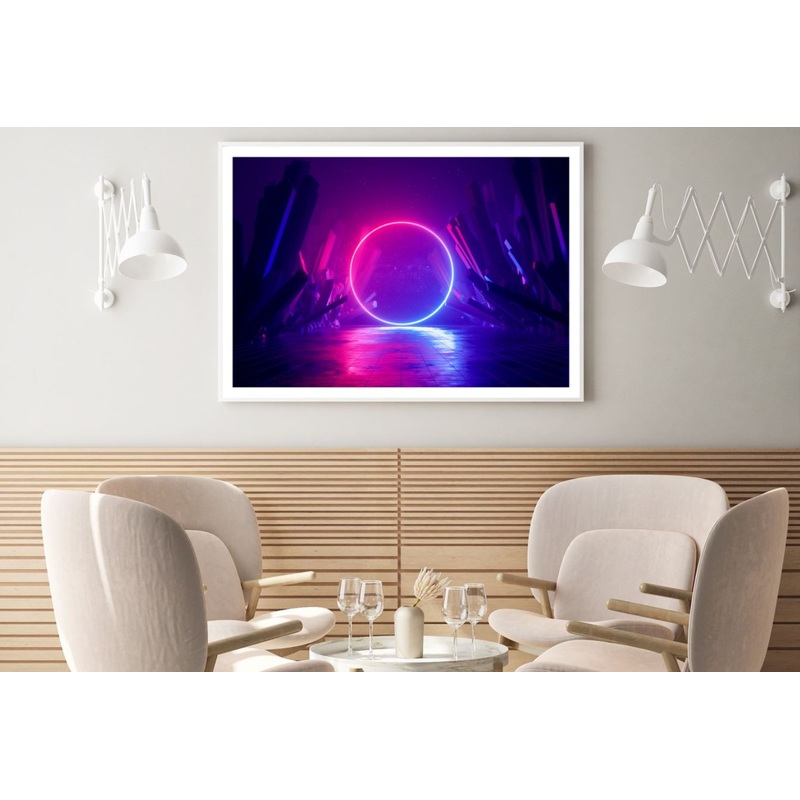 Pink & Blue Neon Circle Design Home Decor Premium Quality Poster Print Choose Your Sizes