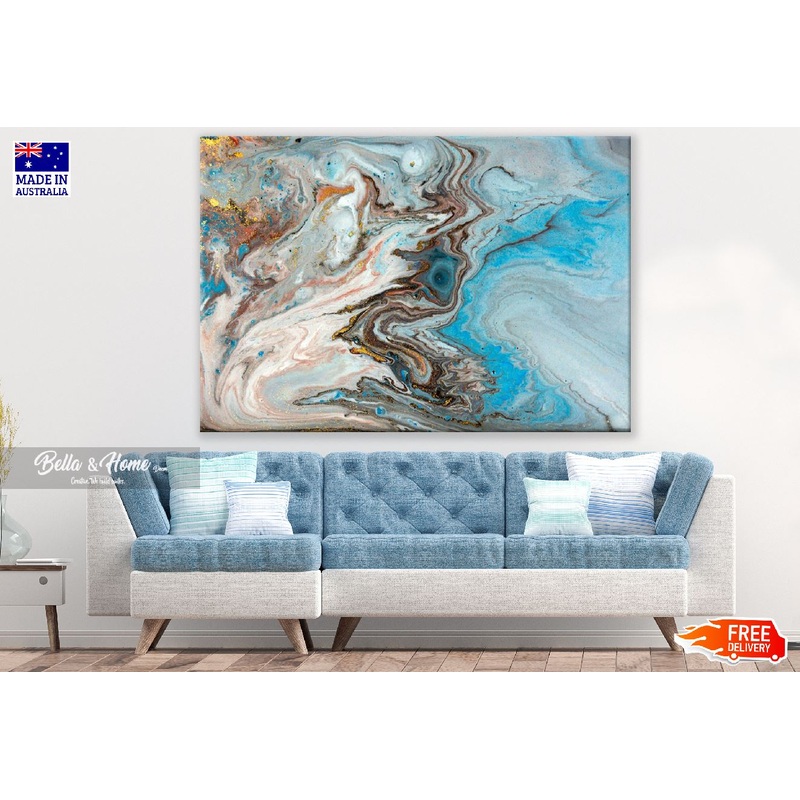 Pink Gold & Blue Abstract Design Print 100% Australian Made
