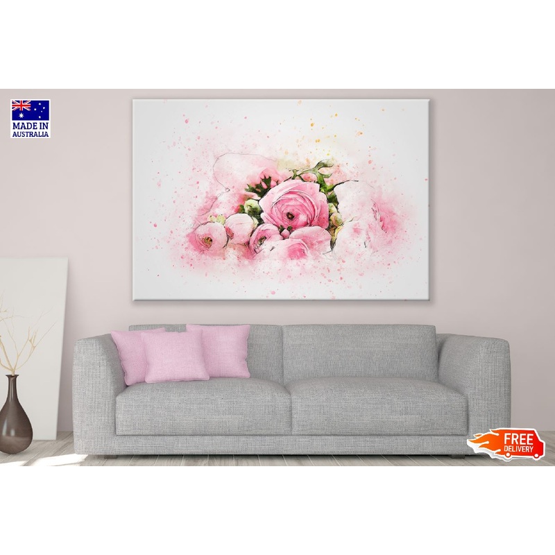 Pink Roses Abstract Design Print 100% Australian Made
