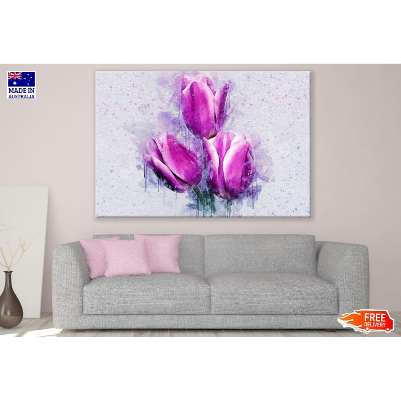 Purplem Tulip Flower Abstract Design Print 100% Australian Made