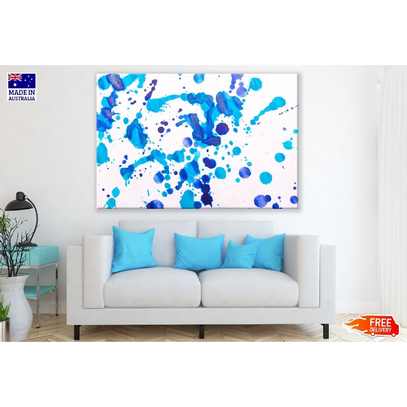 Sky Blue & Dark Blue Spots Abstract Design Print 100% Australian Made