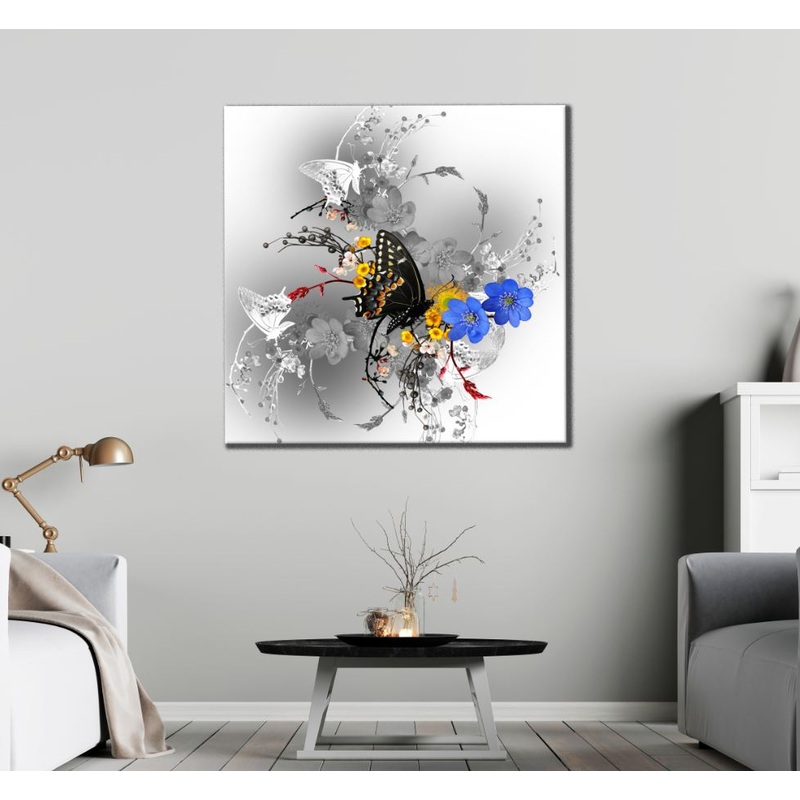 Square Canvas Butterflies & Flowers Design High Quality Print 100% Australian Made