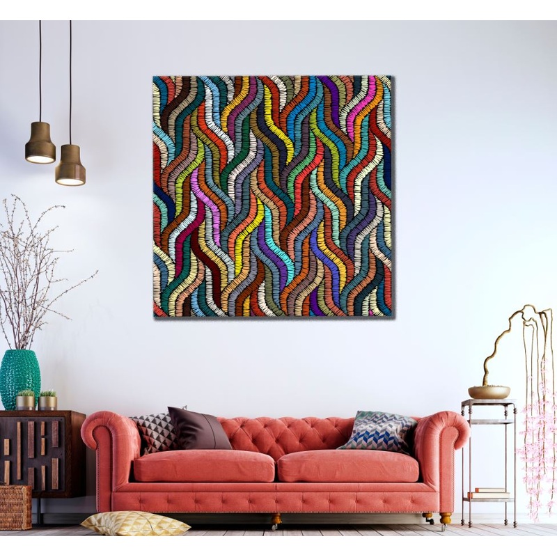 Square Canvas Colorful Abstract Pattern High Quality Print 100% Australian Made