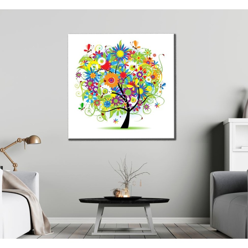 Square Canvas Flower Tress Vector Art High Quality Print 100% Australian Made